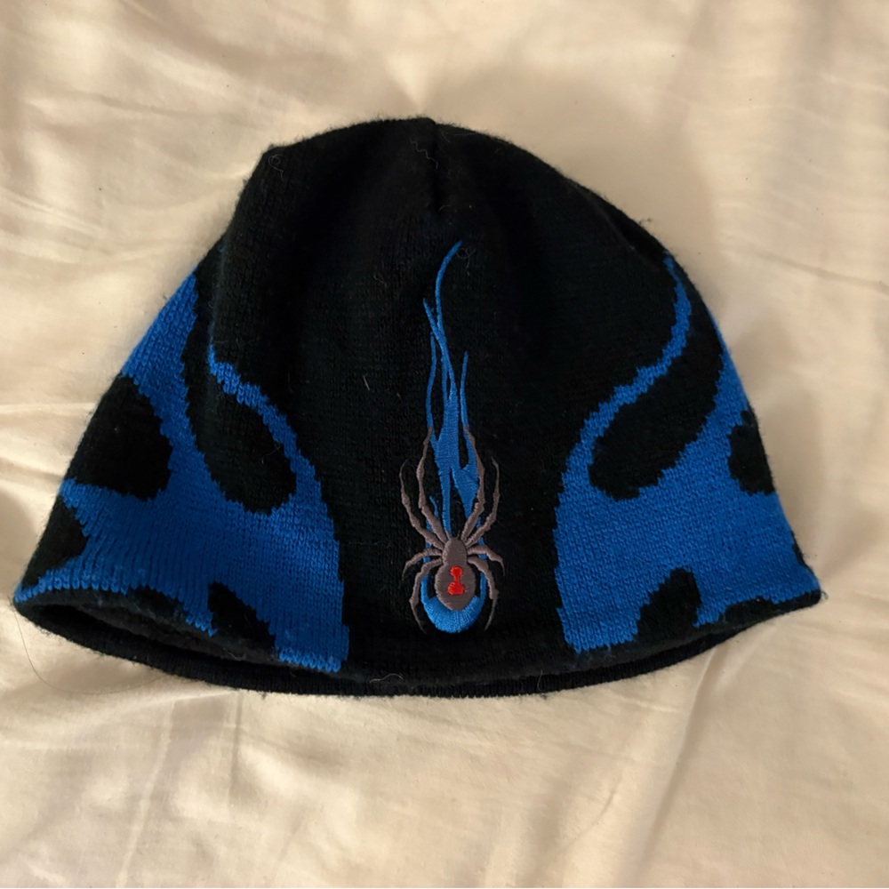 Spyder Kids Black and Blue Beanie Hat